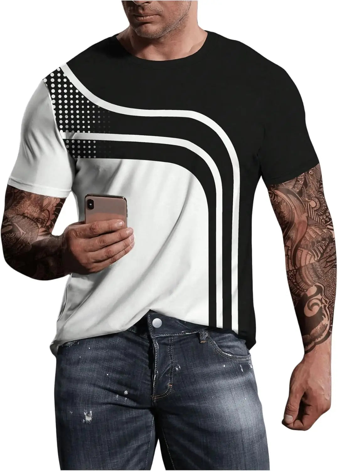 Men's Colorblock Striped Tee Short Sleeve Casual T Shirt Summer new in tops & tees oversized t shirt men's clothing 2024