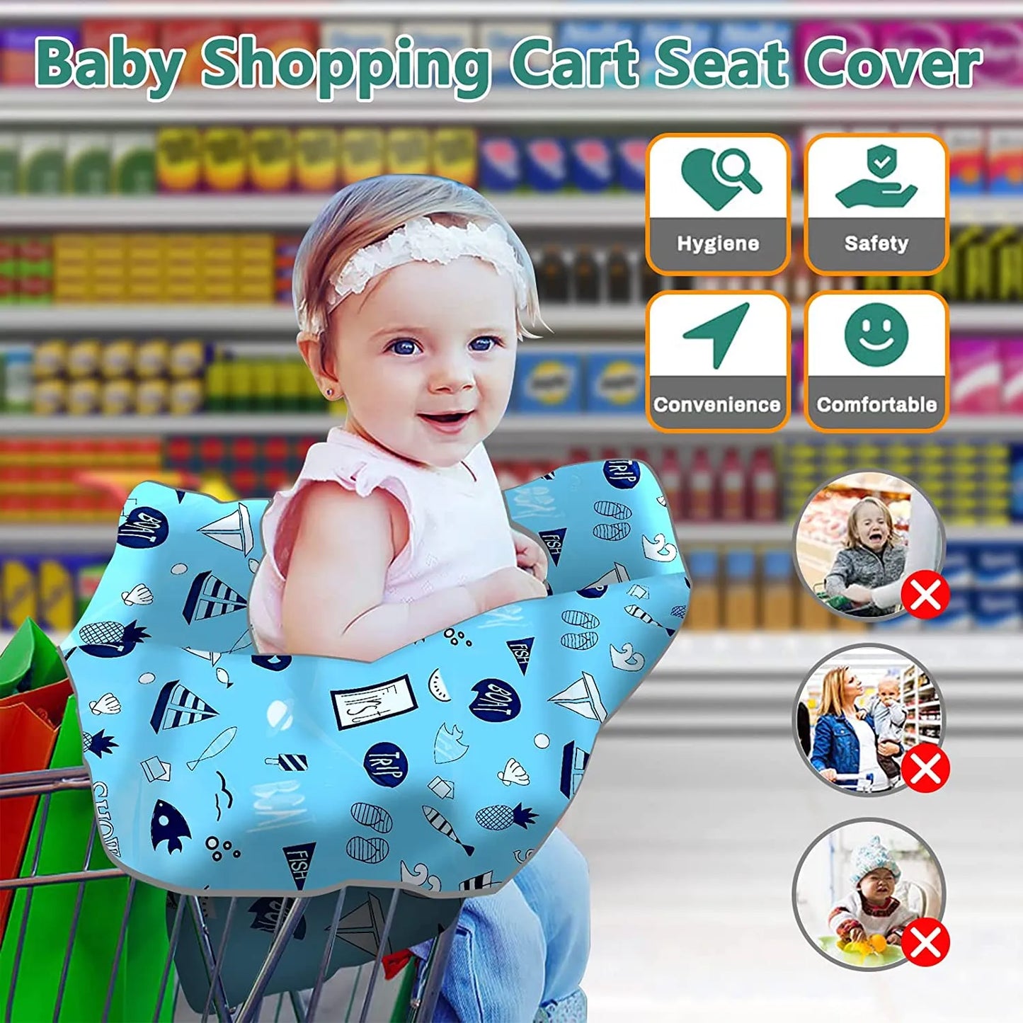 Quality shopping cart seat cover&highchair cover for baby infant&toddler/wholesale warehouse grocery cart cover