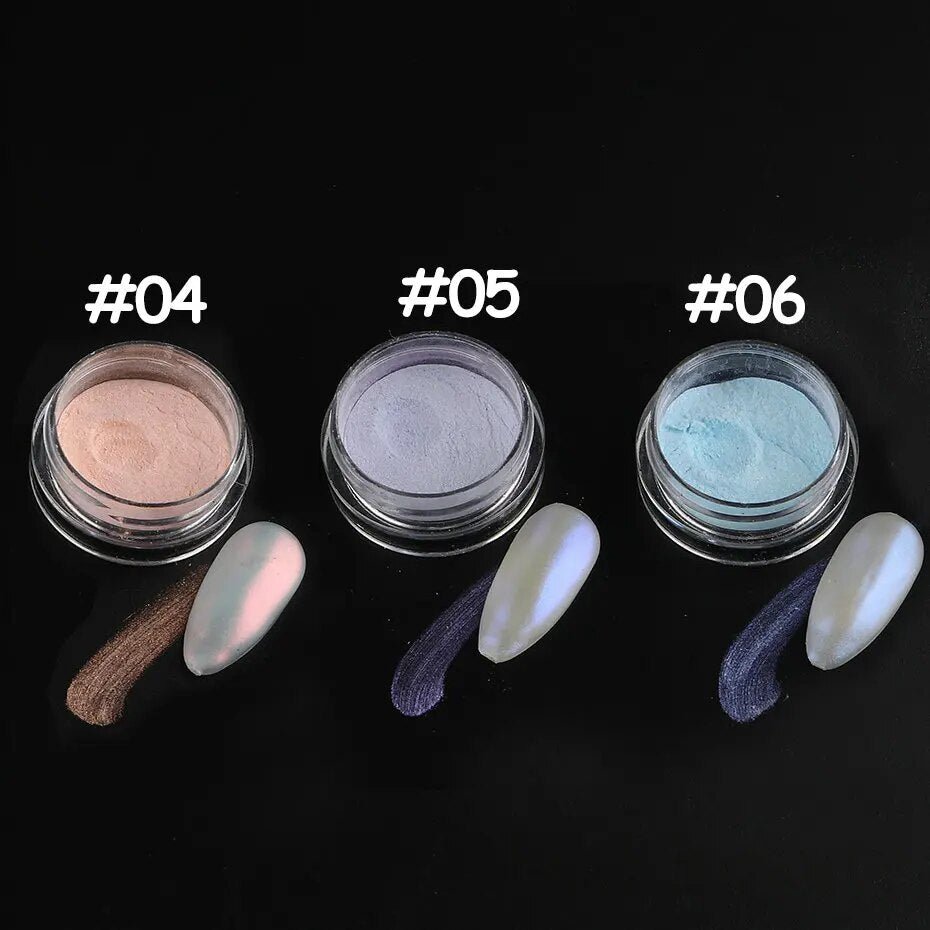 White Chrome Nail Fairy Powder Iridescent Glitter Aurora Mirror Pigment Holographic Nail Art Dust Manicure Nail Accesories NFX01