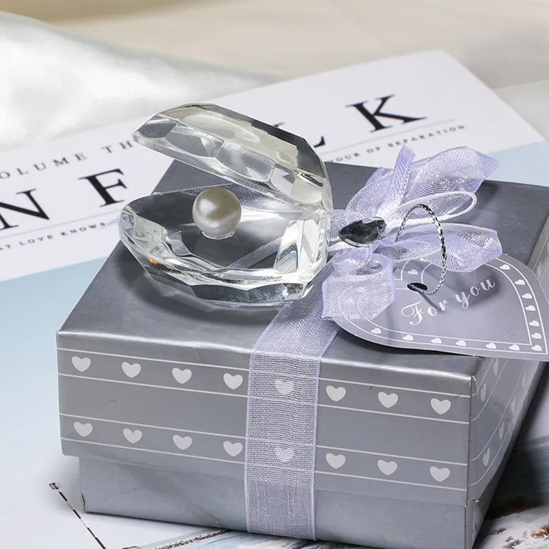 Valentines Day Gift Crystal Pearl Clam Wedding Gifts for Guests Girlfriend Boyfriend Baby Souvenirs Bridesmaid Gift Party Favors