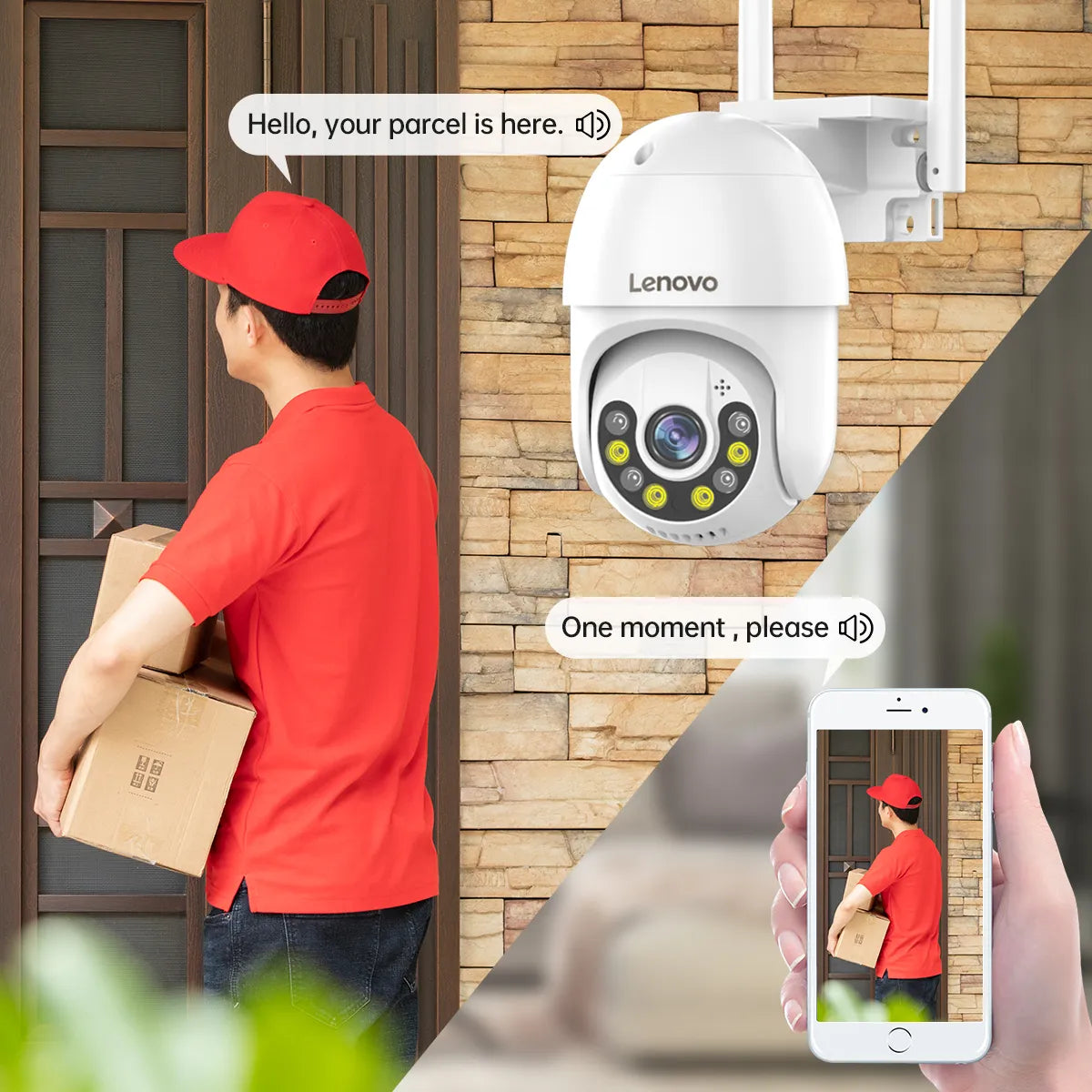 Lenovo 3MP PTZ WIFI IP Camera Audio CCTV Surveillance Smart Home Outdoor 4X Digital Zoom Color Night vision Waterproof