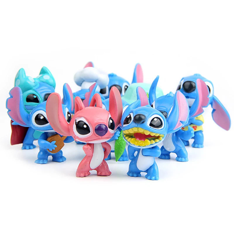 10pcs Disney Lilo Stitch Anime Figures Action Figura Keychains Pendent Ornament Dolls Collection Model Stitch Toys For Kids Gift