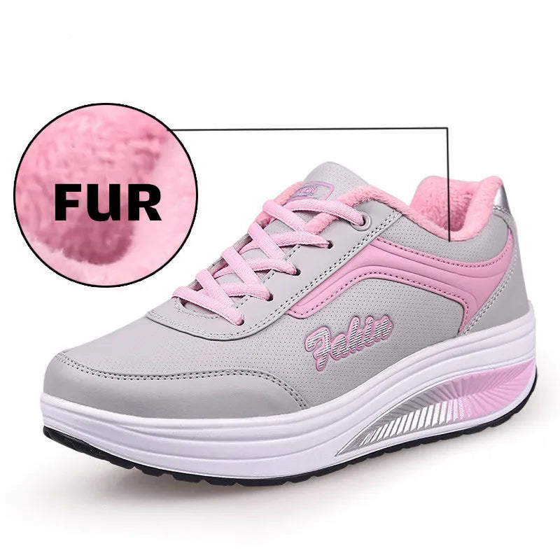 2020 New Brand Women Vulcanize Shoes Wedges Shoes Women Shoes Warm Fur Women Shoes Plus Size Women Sneakers Zapatillas Mujer