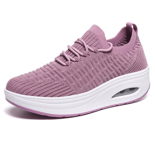 Fashion Breathable Mesh Women Shoes Wedges Heel Shoes Ladies Knitting Sock Sneakers Women Platform Casual Shoes