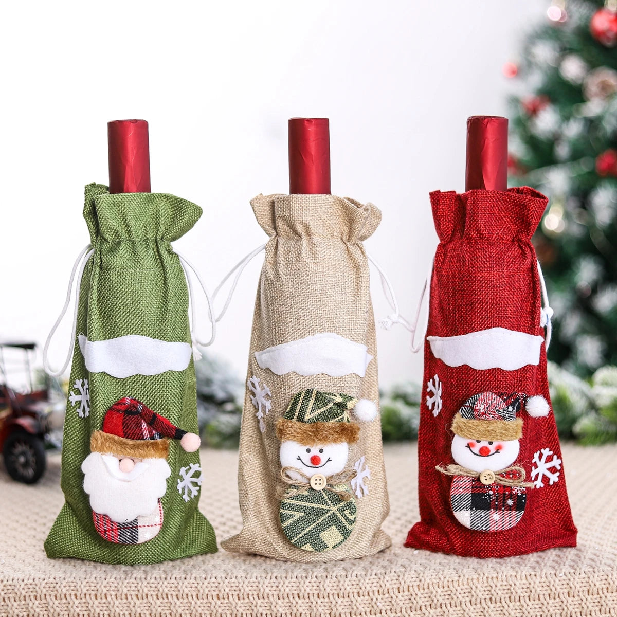 Christmas Wine Bottle Cover Merry Christmas Decorations For Home 2022 Christmas Ornament New Year 2023 Xmas Navidad Gifts