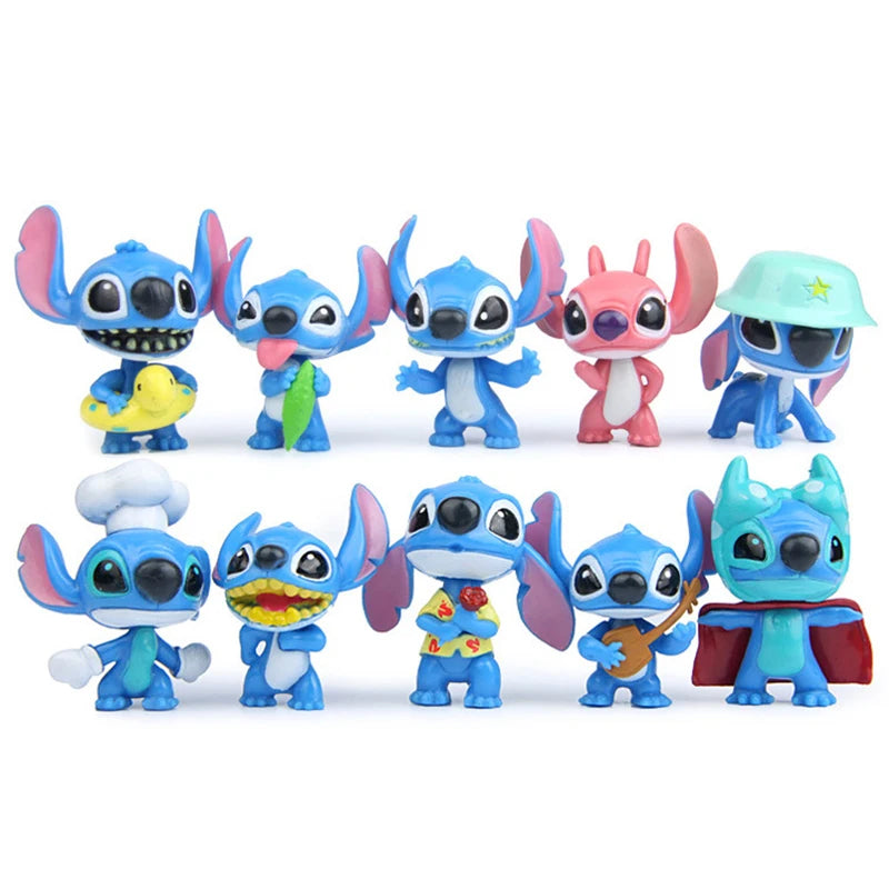 10pcs Disney Lilo Stitch Anime Figures Action Figura Keychains Pendent Ornament Dolls Collection Model Stitch Toys For Kids Gift