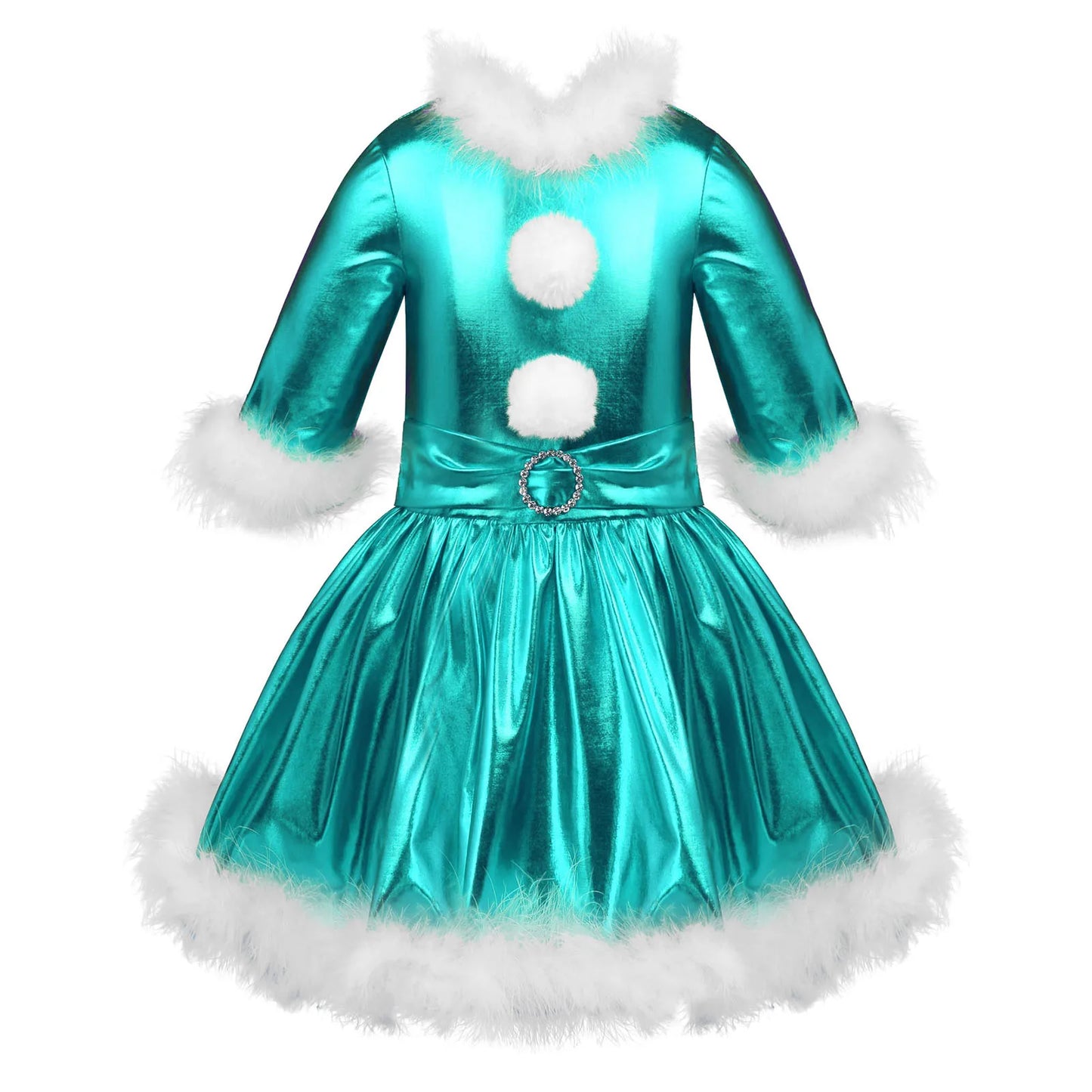 Christmas Clothes Kids Dresses For Girls Shiny Metallic Long Sleeves Christmas Dress Girl Cosplay Carnival Party Dance Costume