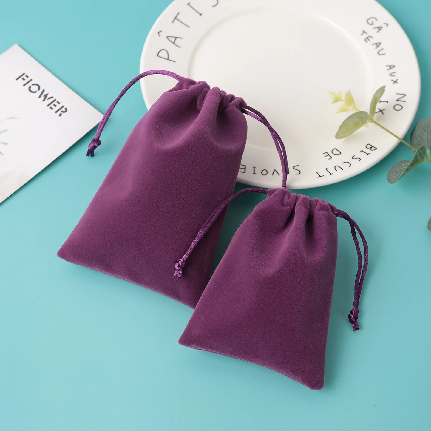 50Pcs Jewelry Packaging Pouches Velvet Drawstring Gift Bag for Wedding Christmas Party Decoration Eyelashes Makeup Storage Bags
