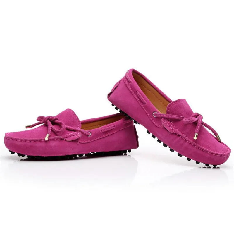 Women Shoes 100% Genuine Leather Round Toe Slip on Loafers Ladies Casual Shoes Comfortable Ballet Flats Female Footwear