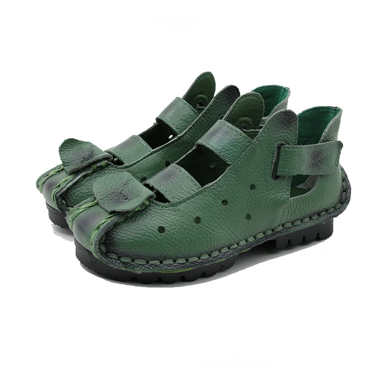 GKTINOO 2024 Summer Soft Bottom Flat Genuine Leather Women Shoes Personality Leisure Women Sandals Retro Handmade Sandals sapato