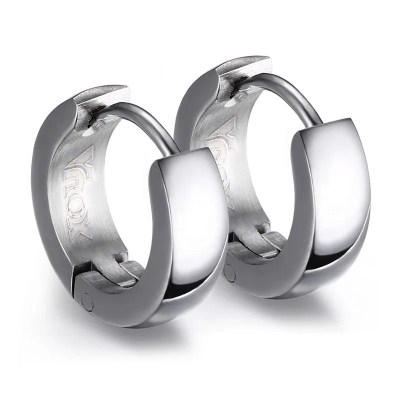 Punk Huggie Earrings for Men, Fashion Jewelry Stainless Steel Unique Small Hoop Earrings brincos masculinos