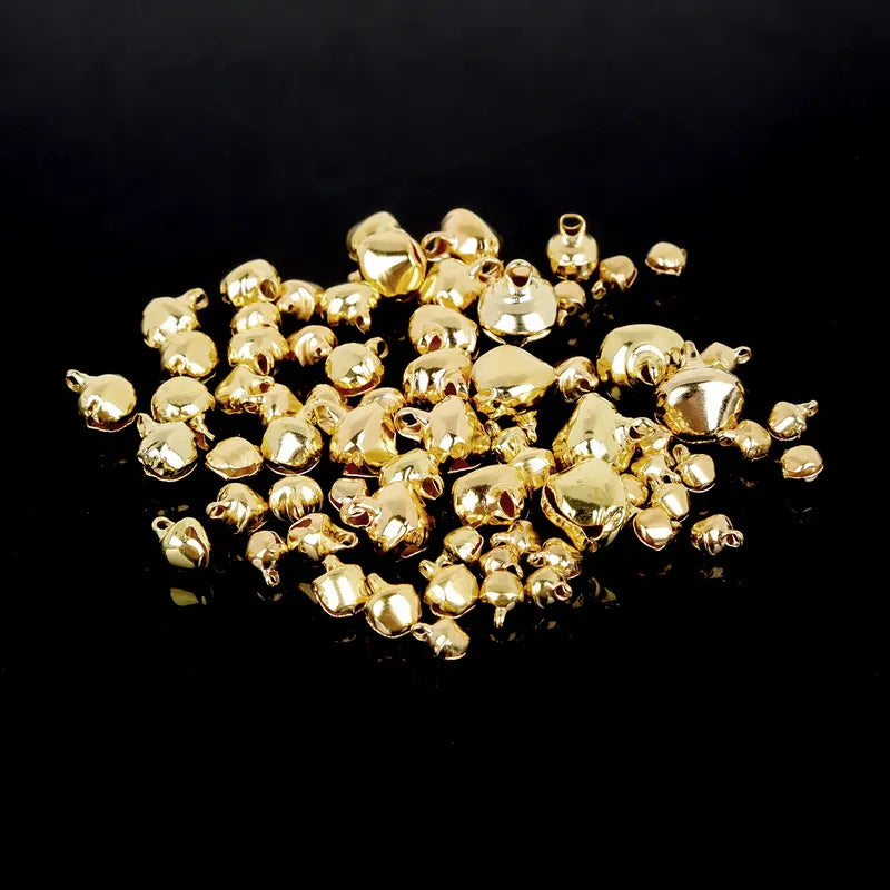 50-300Pcs Gold Jingle Bells Iron Pendants Hanging Christmas Tree Ornaments Christmas Decorations Party DIY Crafts Accessories