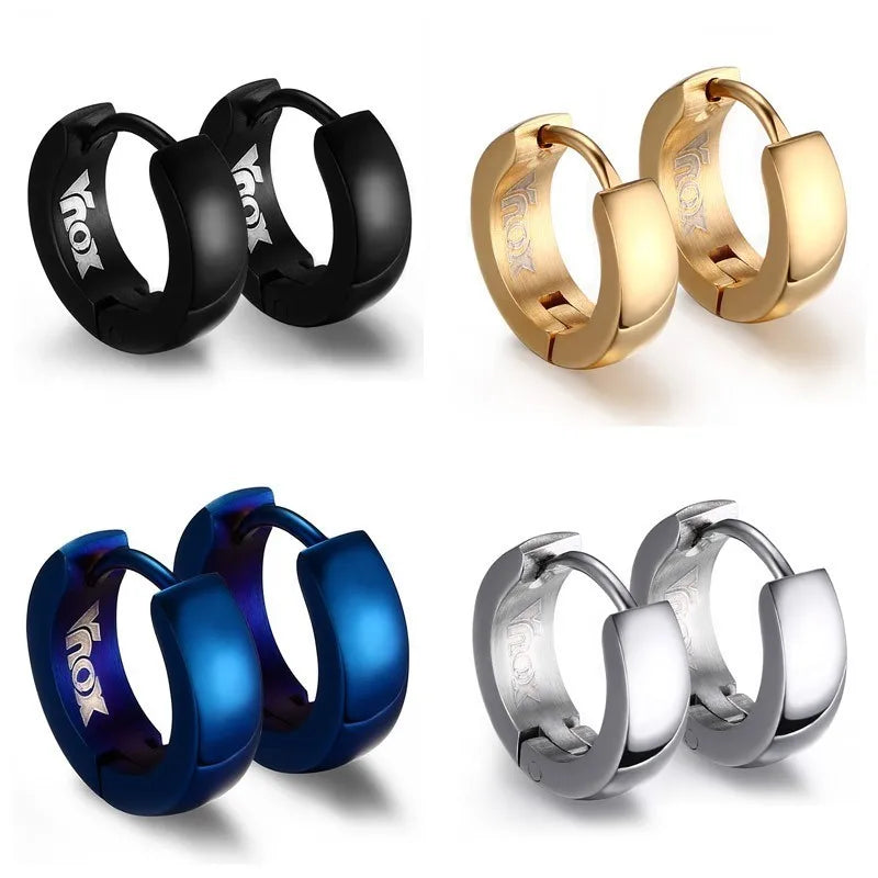 Punk Huggie Earrings for Men, Fashion Jewelry Stainless Steel Unique Small Hoop Earrings brincos masculinos