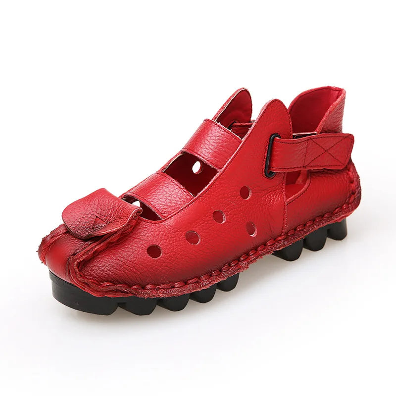 GKTINOO 2024 Summer Soft Bottom Flat Genuine Leather Women Shoes Personality Leisure Women Sandals Retro Handmade Sandals sapato