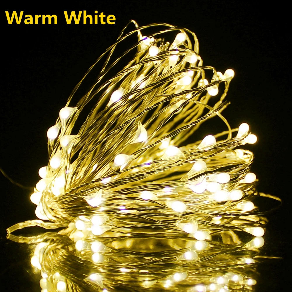 Fairy Lights Copper Wire LED String Lights Christmas Garland Indoor Bedroom Home Wedding New Year Decoration Battery