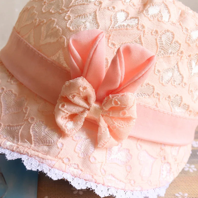 Girl Bucket Hat Cap for 3-12 Months Baby Girls Chiffon Bow Knot Style Kids Toddler Go Fishing Hats Floppy Chapeau