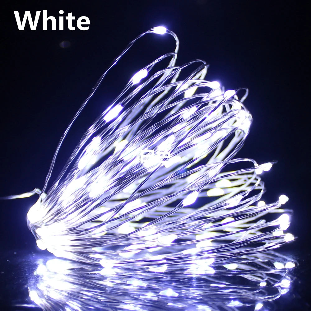 Fairy Lights Copper Wire LED String Lights Christmas Garland Indoor Bedroom Home Wedding New Year Decoration Battery