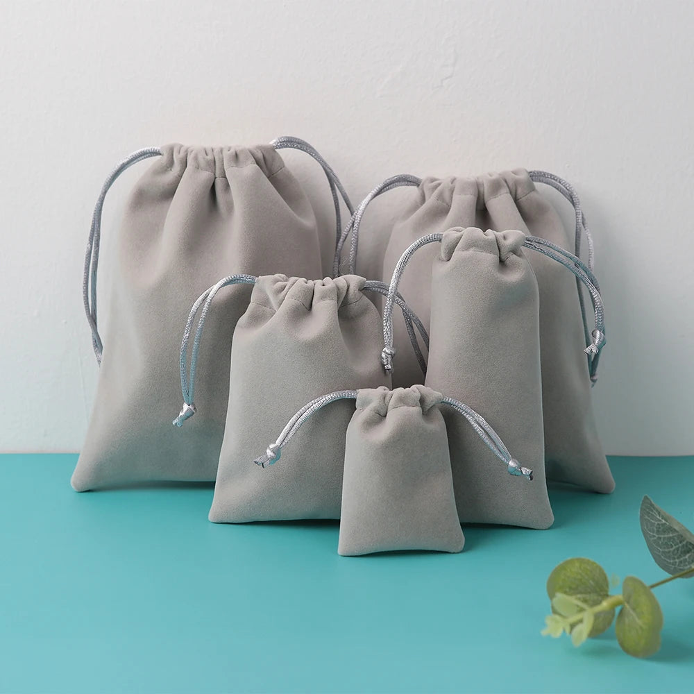 50Pcs Jewelry Packaging Pouches Velvet Drawstring Gift Bag for Wedding Christmas Party Decoration Eyelashes Makeup Storage Bags