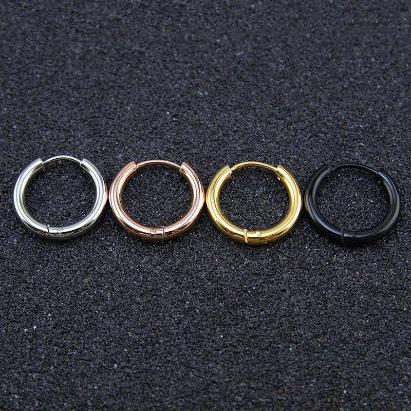5pcs/lot Stainless Steel Circle Hoop Earrings For Women Girls Black Gold Color Silver Color Round Geometry Earrings Jewelry