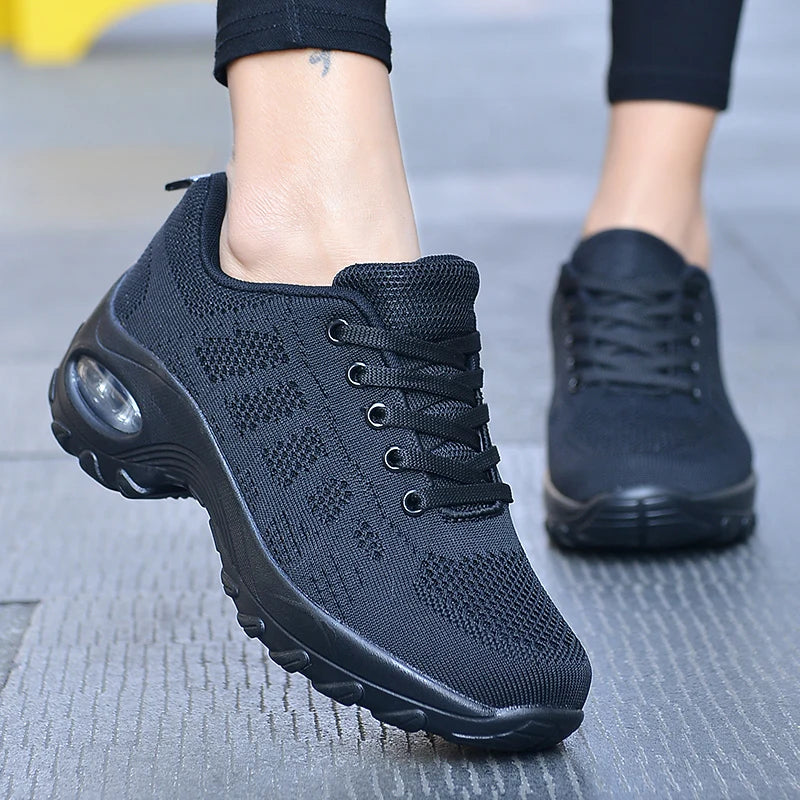 Fashion Casual Women Shoes Heighten Comfortable Mesh Breathable Walking Ladies Shoes Air Shoes Sneakers Women Thick Bottom