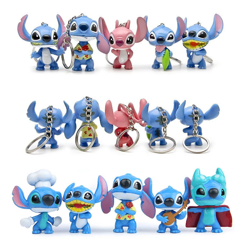 10pcs Disney Lilo Stitch Anime Figures Action Figura Keychains Pendent Ornament Dolls Collection Model Stitch Toys For Kids Gift