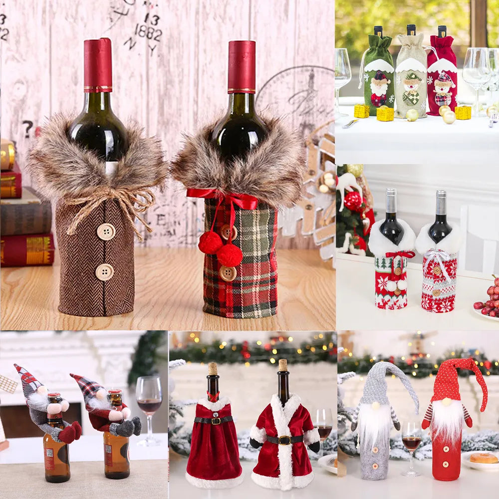 Christmas Wine Bottle Cover Merry Christmas Decorations For Home 2022 Christmas Ornament New Year 2023 Xmas Navidad Gifts