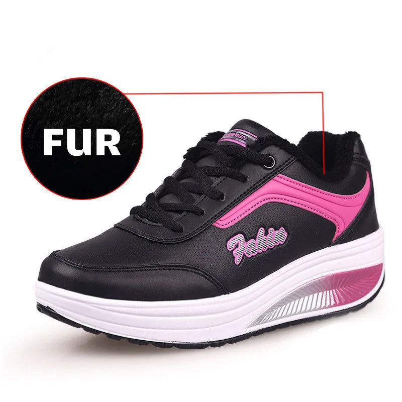 2020 New Brand Women Vulcanize Shoes Wedges Shoes Women Shoes Warm Fur Women Shoes Plus Size Women Sneakers Zapatillas Mujer