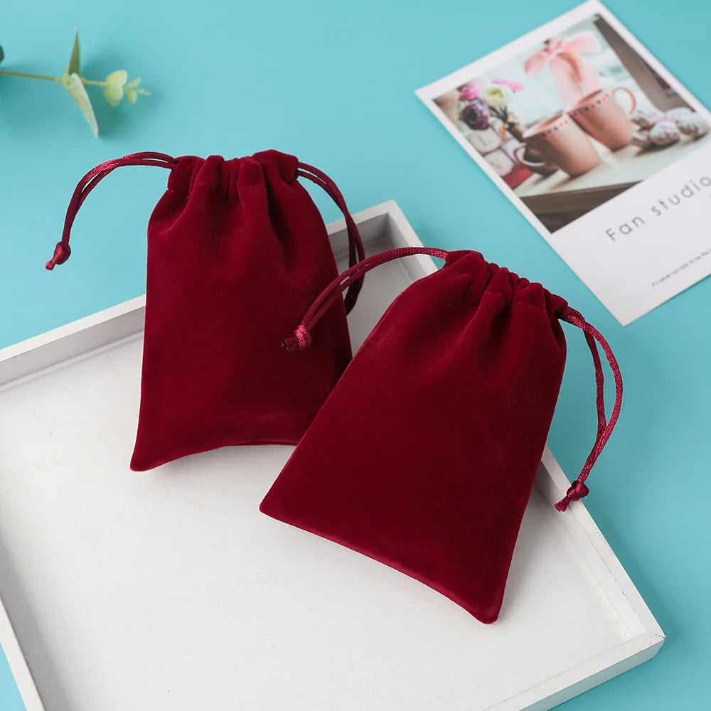 50Pcs Jewelry Packaging Pouches Velvet Drawstring Gift Bag for Wedding Christmas Party Decoration Eyelashes Makeup Storage Bags