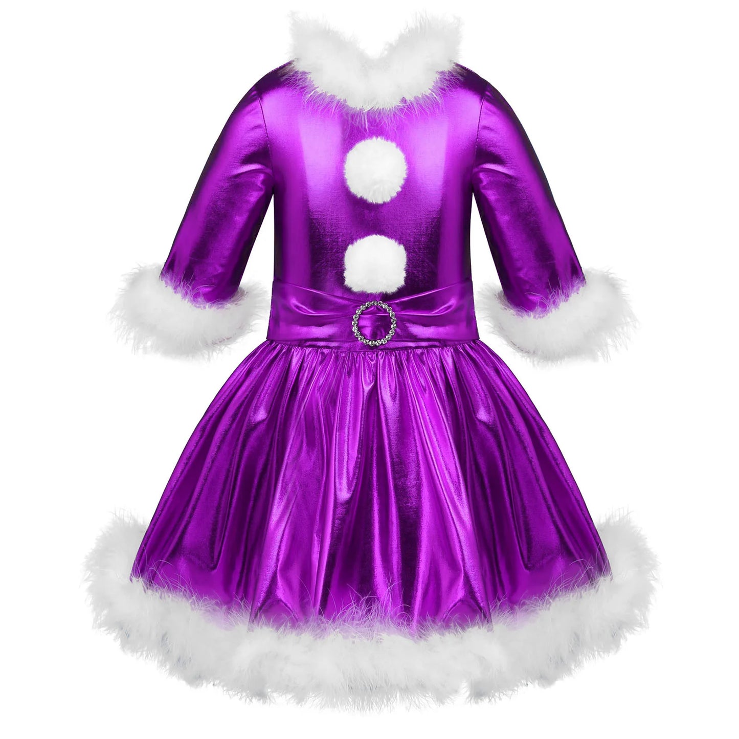 Christmas Clothes Kids Dresses For Girls Shiny Metallic Long Sleeves Christmas Dress Girl Cosplay Carnival Party Dance Costume