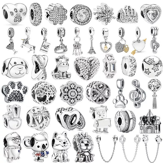 2023 SIlver Color Animal Musical Crown Boy Pendant Fit Charm Bracelet DIY Women's Fashion Christmas Gifts