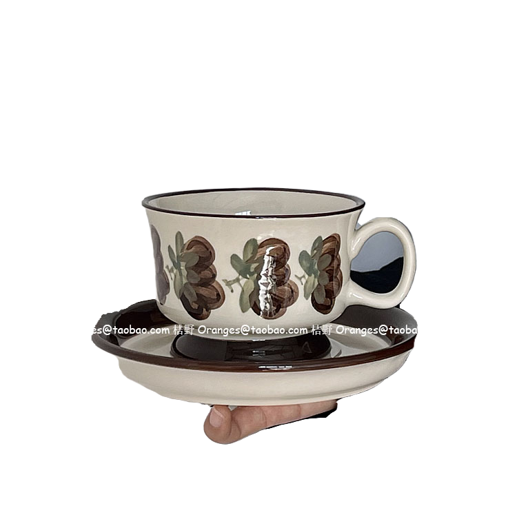 Orange Orange Spoons as the Gifts * Finland Medieval Coffee Set Hand Painted Brown Beautiful and Energetic Policewoman Latte Cup Afternoon Tea