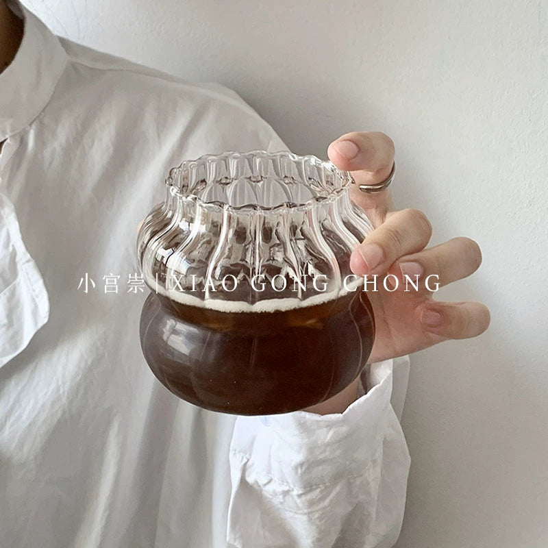 Niche Style Ins Style Chubby Toot Ice American Coffee Cup Milk Latte Glass Stylish Medieval Drink Cup