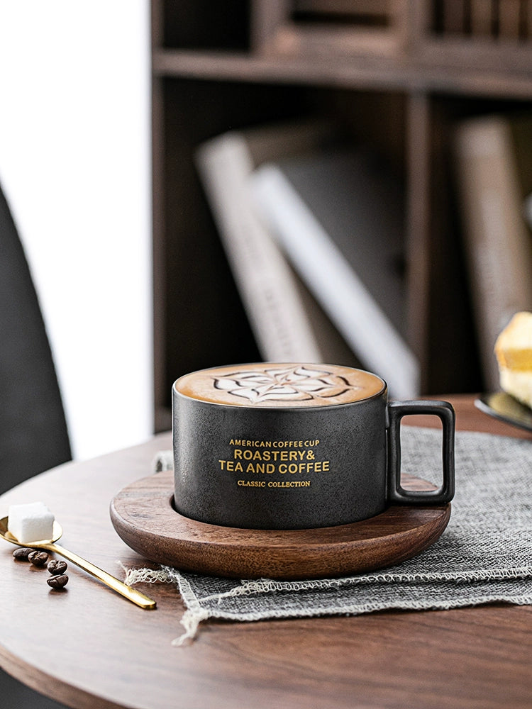 Creative American Coffee Cup, Dish and Spoon Ins Style Small Luxury Water Cup Set Stylish Trendy Mug Customization