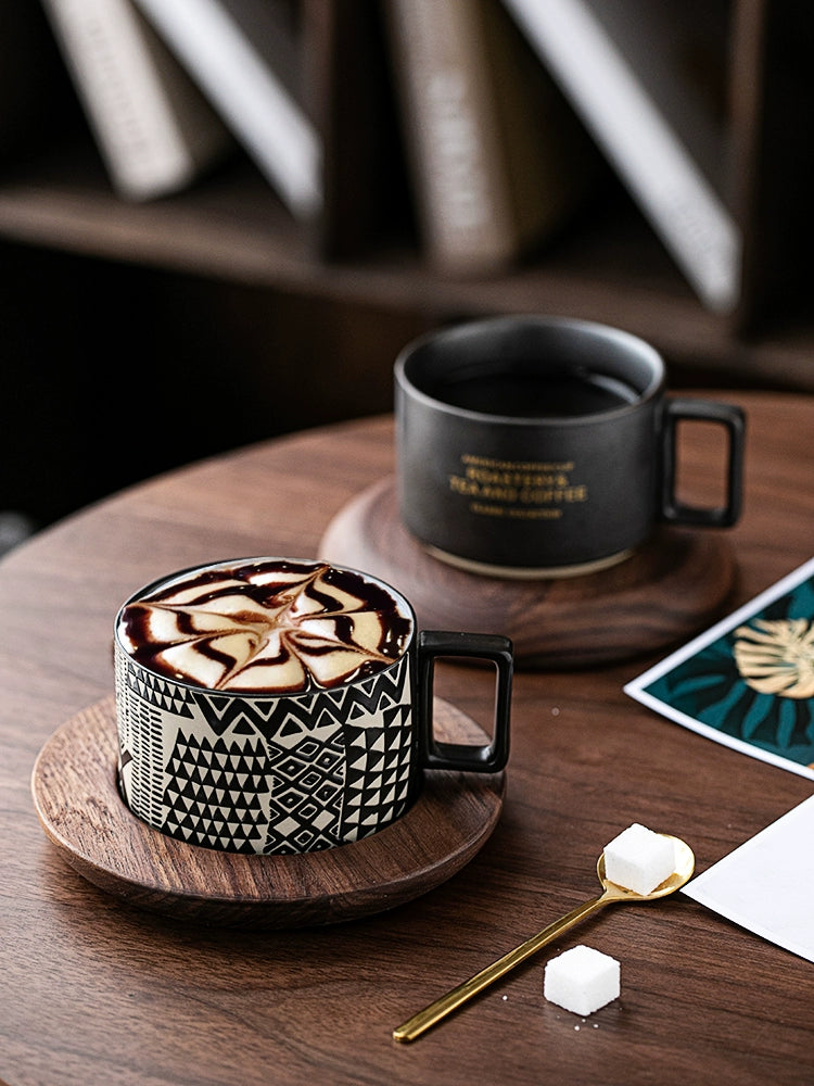Creative American Coffee Cup, Dish and Spoon Ins Style Small Luxury Water Cup Set Stylish Trendy Mug Customization