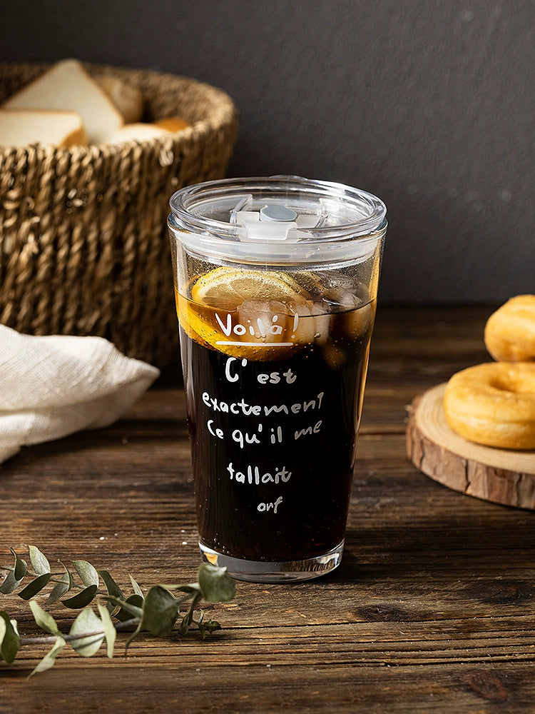Carote Glass Water Cup Girls' Coffee Cup Ins Style High Temperature Resistant Beverage Scented Tea Breakfast Milk Cup Household