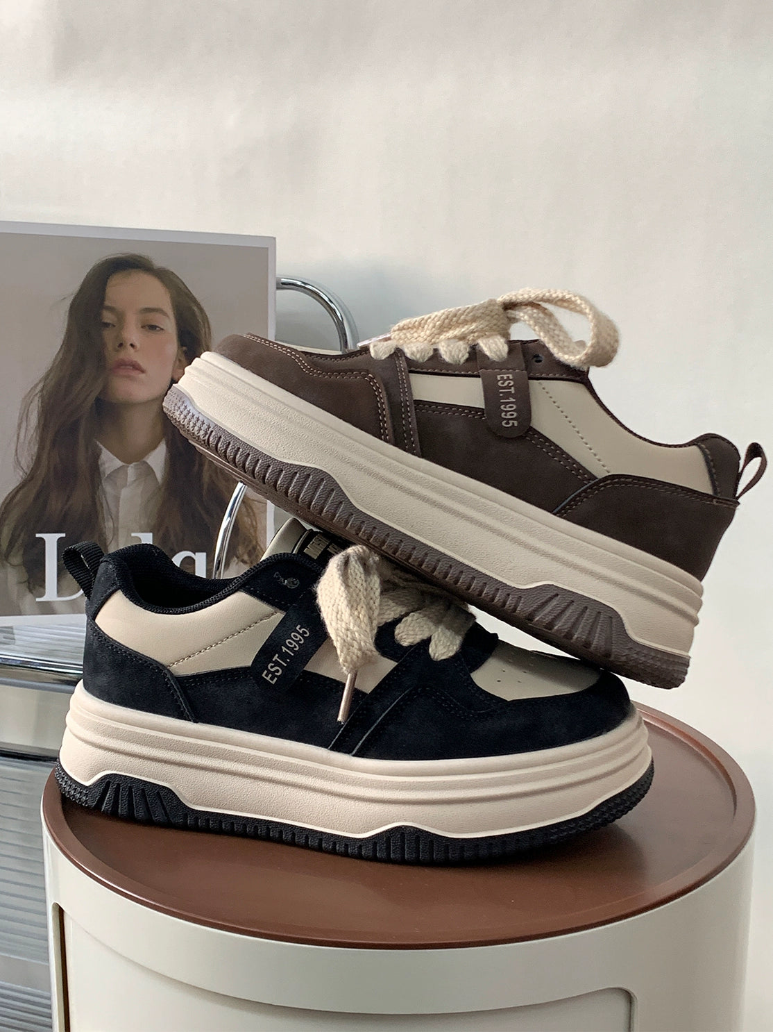 Meila Thick Sole Women's Fall and Winter Chinese Fad Plush Padded Board Shoes