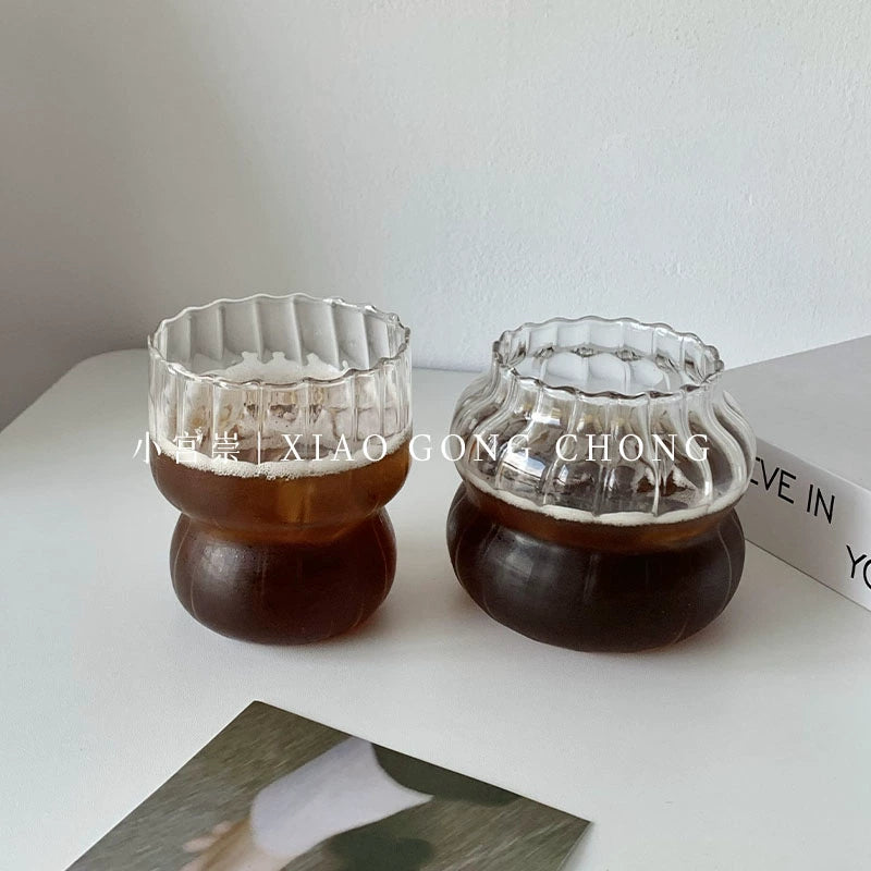 Niche Style Ins Style Chubby Toot Ice American Coffee Cup Milk Latte Glass Stylish Medieval Drink Cup