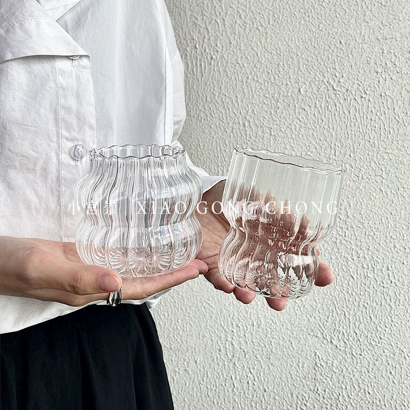 Niche Style Ins Style Chubby Toot Ice American Coffee Cup Milk Latte Glass Stylish Medieval Drink Cup