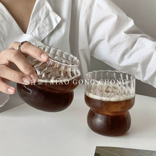 Niche Style Ins Style Chubby Toot Ice American Coffee Cup Milk Latte Glass Stylish Medieval Drink Cup