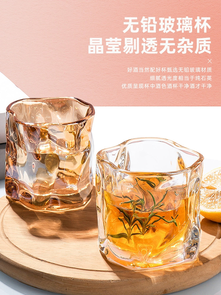 Good-looking Ins Style Glass Women's Wine Cup Special-Interest Design Coffee Cup Clear Water Cup Juice Drink Cup