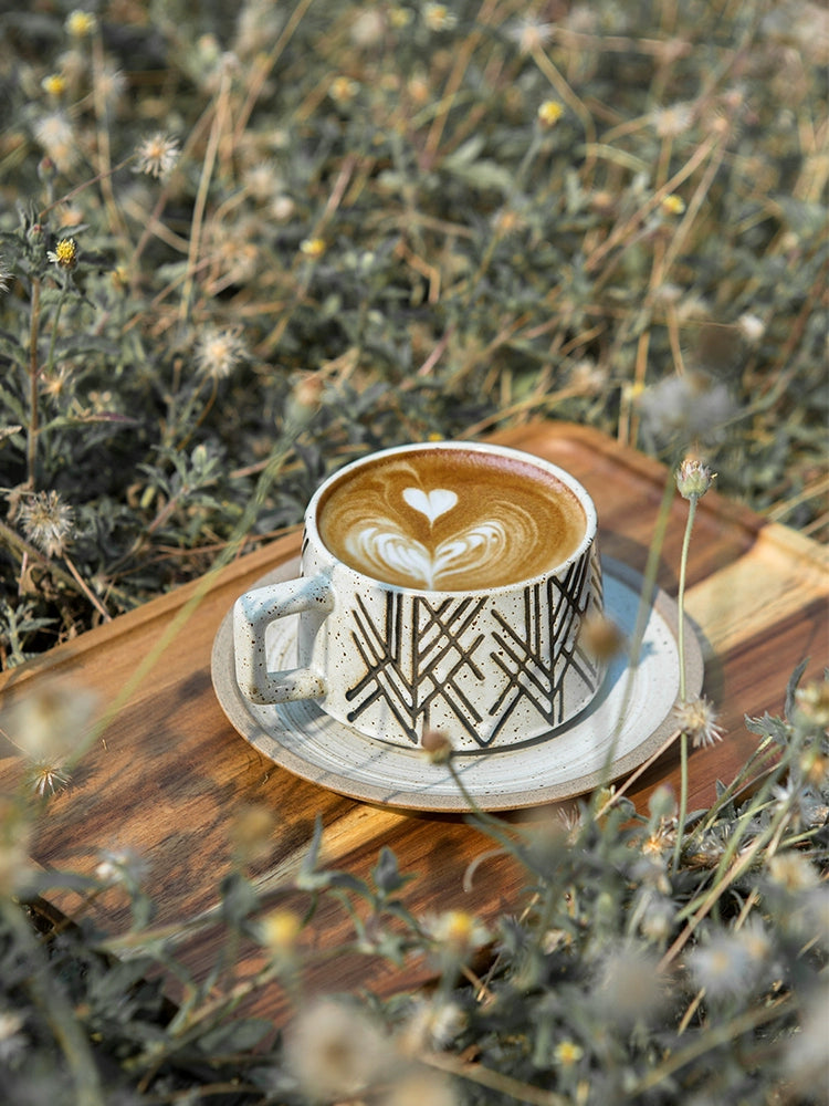 Japanese-Style Retro Coffee Set Set Creative Good-Looking Stoneware Latte Art Cup Simple and High-End Exquisite Mug