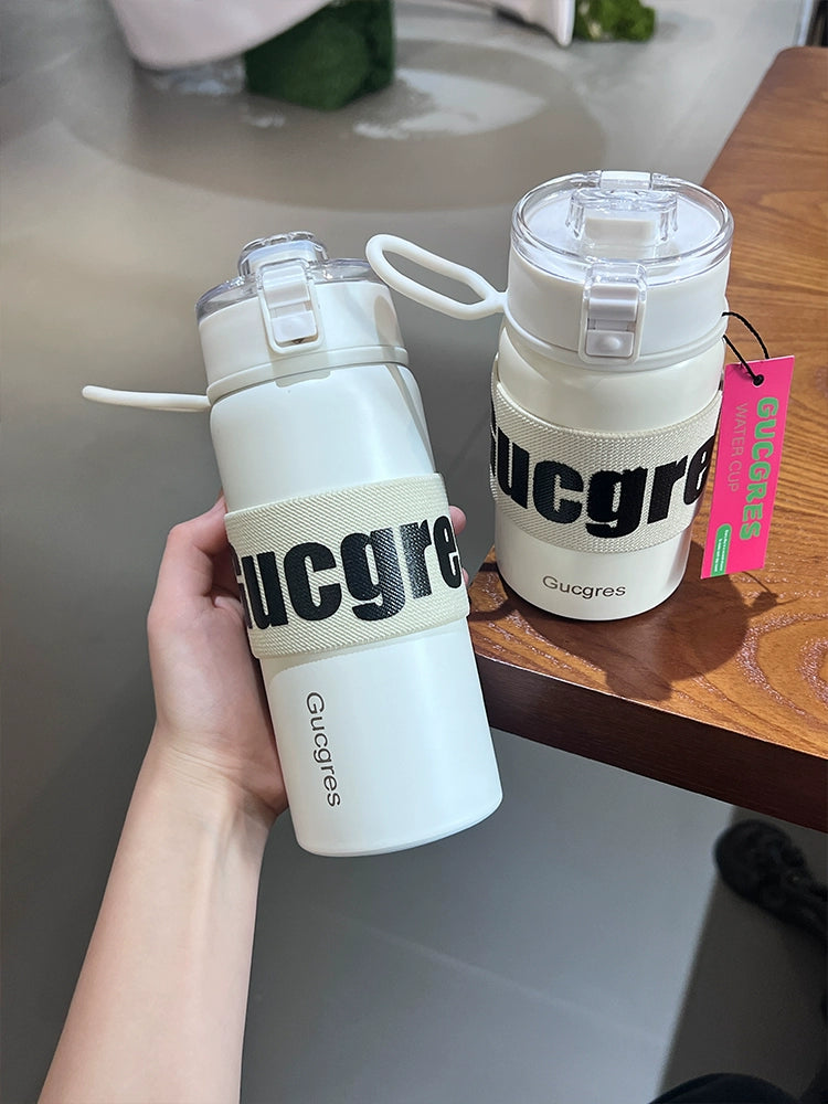 Korean Students Stainless Steel Vacuum Cup Portable Cup with Handle Outdoor Tea Separator Tea Making Cup Office Coffee Cup