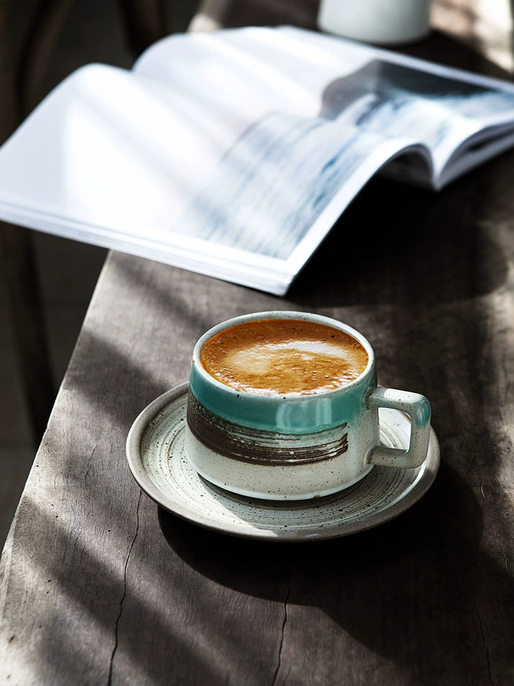 Japanese-Style Retro Coffee Set Set Creative Good-Looking Stoneware Latte Art Cup Simple and High-End Exquisite Mug