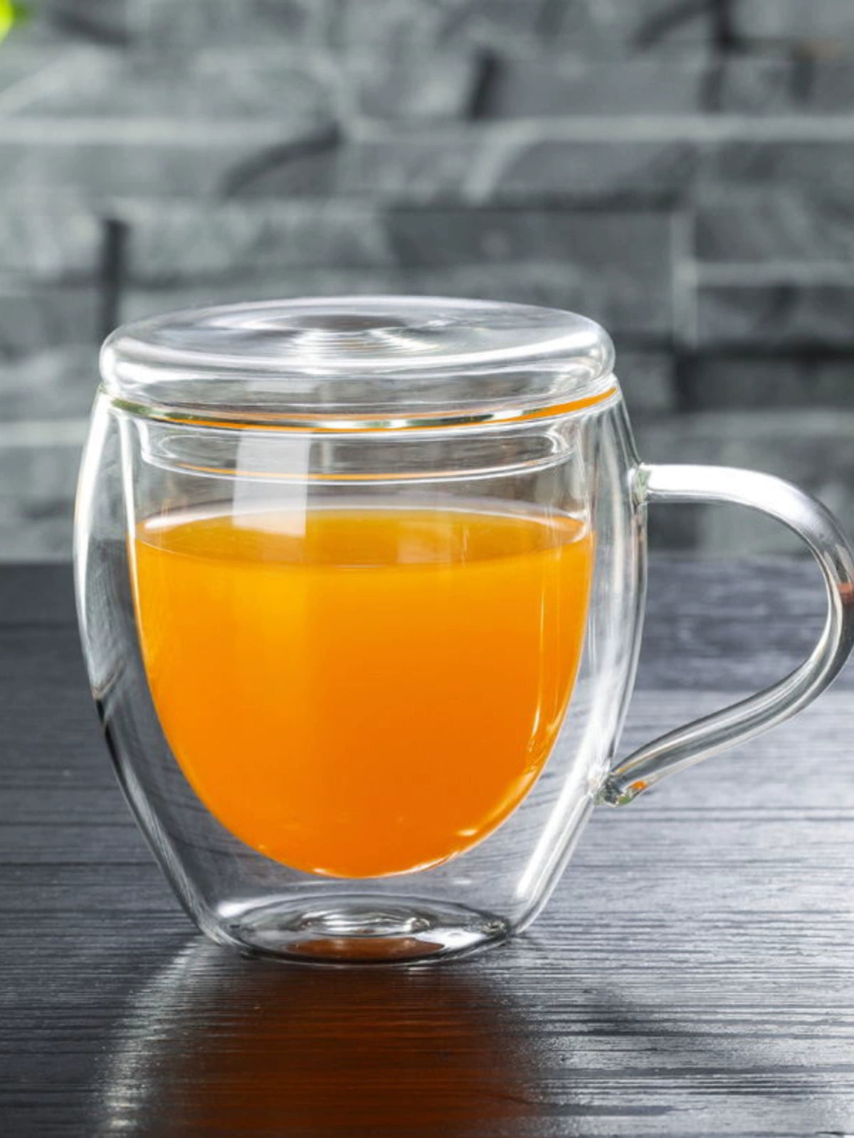 Heat Resistant Glass Double-Wall Insulated Cup Household Cups Cold Drink with Handle and Lid Milk Cup Glass Coffee