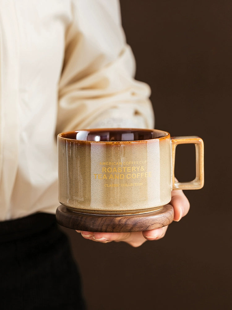Creative American Coffee Cup, Dish and Spoon Ins Style Small Luxury Water Cup Set Stylish Trendy Mug Customization