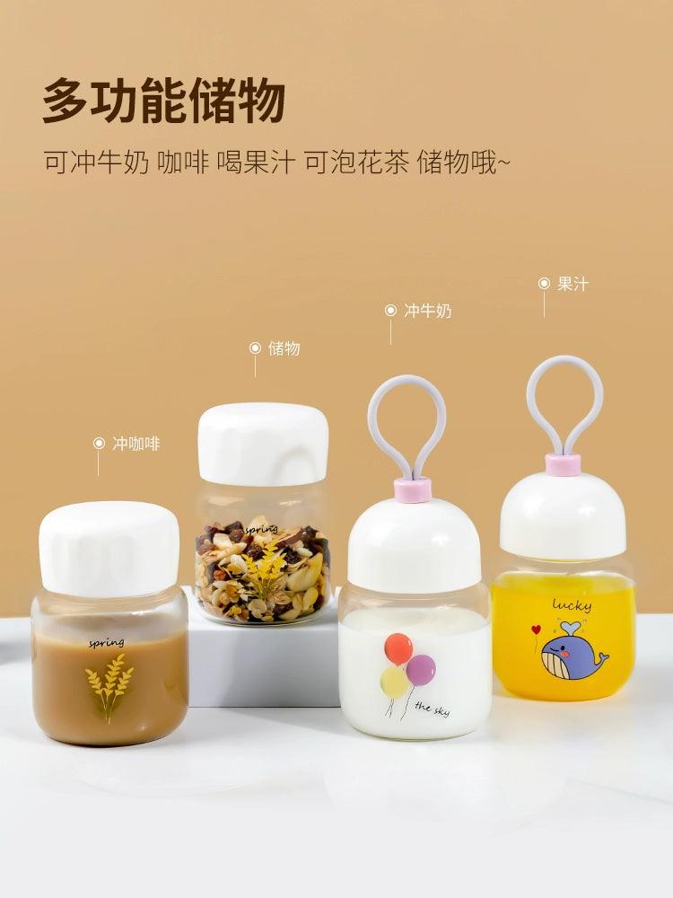 Mini Glass Cup Household High Temperature Resistant Chubby Cup Portable Small Water Cup Shake Cup Milk Coffee Cup Soybean Milk Cup