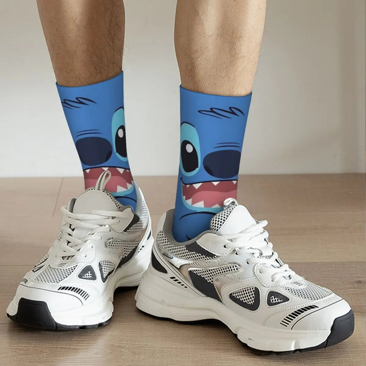 Hip-hop Lilo And Stitch Face Basketball Socks New Cartoon Polyester Middle Tube Socks for Women Men Sweat Absorbing
