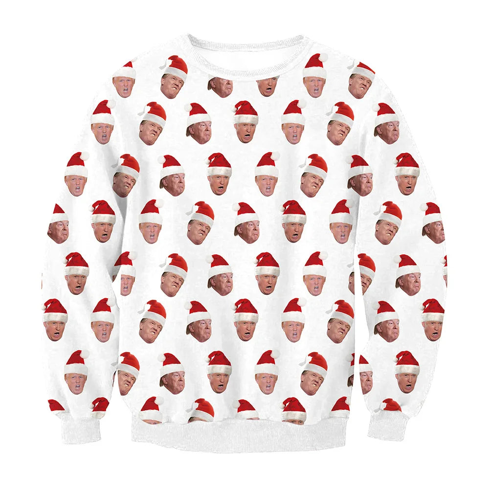 Christmas  Printed Sportswear  Loose Casual Long Sleeve  Women's Clothing Christmas Elk Print Round Neck Long Sleeve Sweatshirt