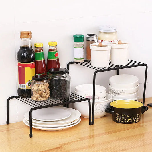 Kitchen Storage Rack, Wrought Iron Seasoning Rack, Countertop Sink, Floor-Standing Bowl and Plate Storage Rack
