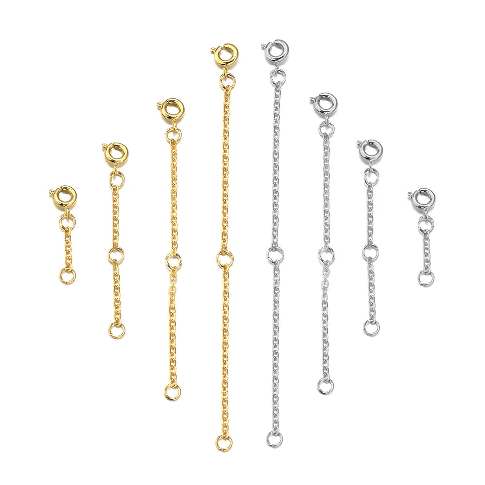 3 strip/set Extension Chain Adjustable Link Chains 4 Size Spring Buckle Necklace Bracelet Chain Extension for Jewelry Making
